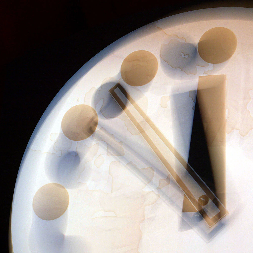 The Doomsday Clock has continued to edge closer to midnight for decades. Credit: Tim Boyle  / Getty