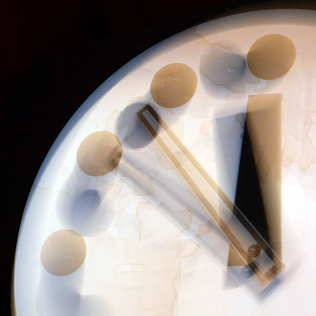 The Doomsday Clock has continued to edge closer to midnight for decades. Credit: Tim Boyle  / Getty