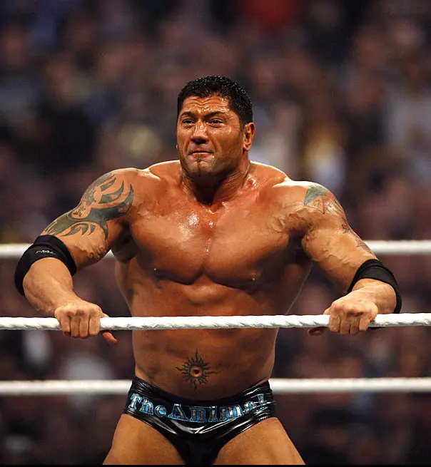 Dave Bautista during his World Heaveyweight WWE Championship match against the Undertaker at WrestleMania 23 (2007).Credit: Leon Halip / Getty