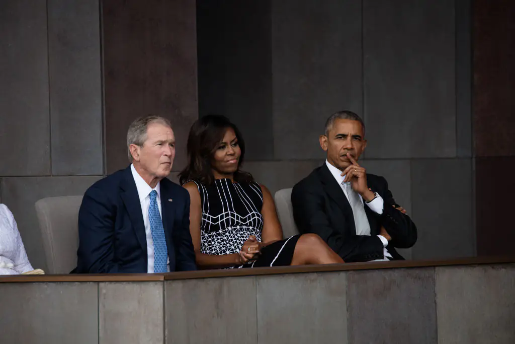 Bush and Obama have sat together at official events on several occasions. Credit: David Hume Kennerly via Bank of America/Getty Images