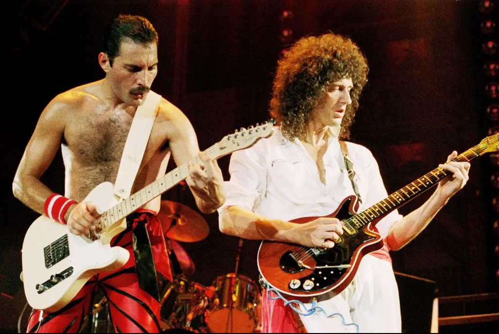 Freddie Mercury and Brian May. Credit: Phil Dent / Getty