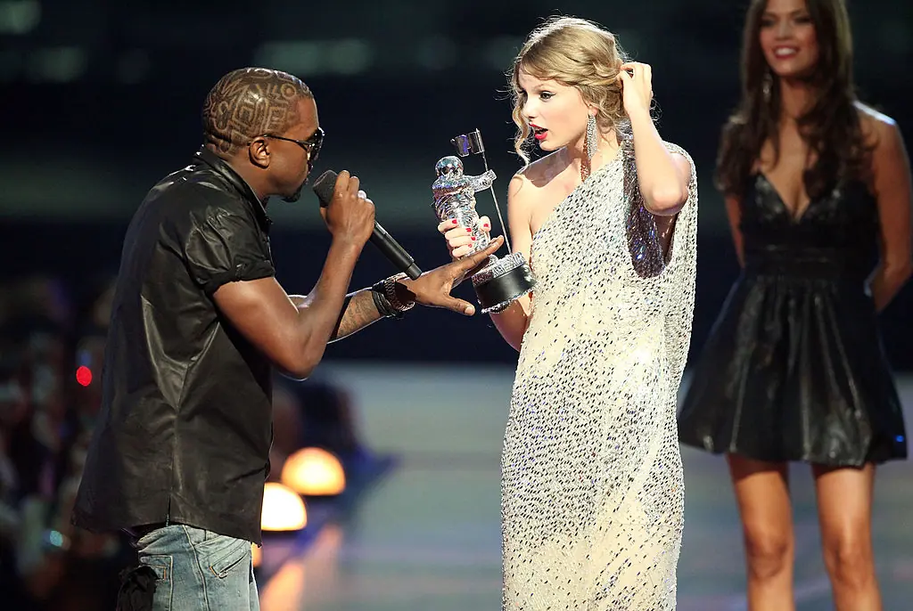 Kanye West stormed the stage during Swift's win in 2009. Credit: Christopher Polk / Getty Images.
