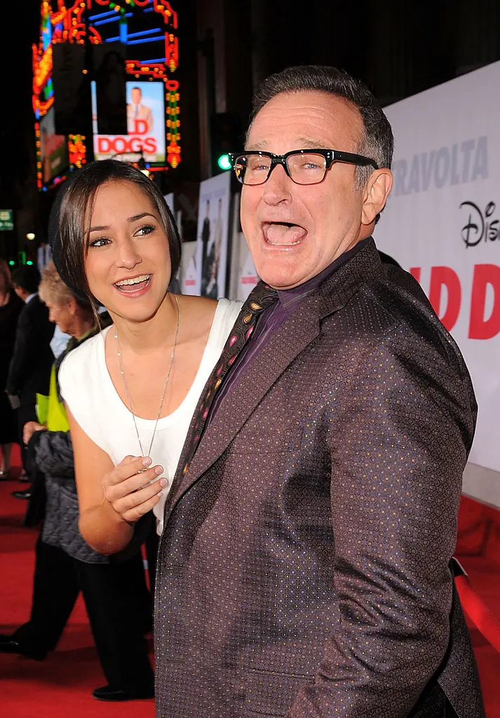Zelda Williams pictured with her father in 2009. Credit: Michael Caulfield / WireImage / Getty Images.
