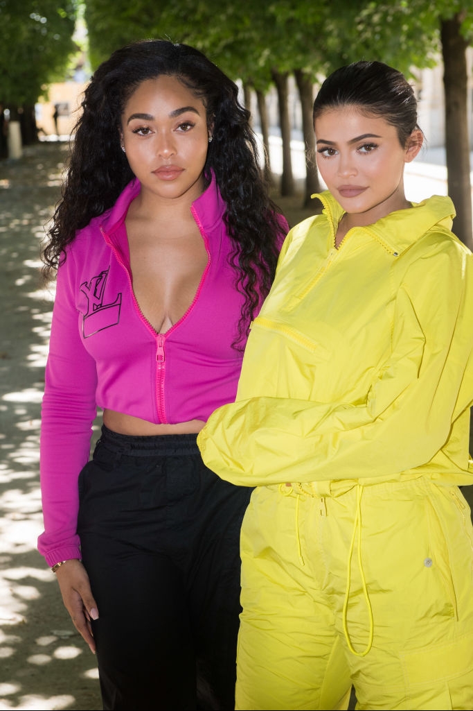 PARIS, FRANCE - JUNE 21: Jordyn Woods and Kylie Jenner attends the Louis Vuitton Menswear Spring/Summer 2019 show as part of Paris Fashion Week Week on June 21, 2018 in Paris, France. (Photo by Stephane Cardinale - Corbis/Corbis via Getty Images)