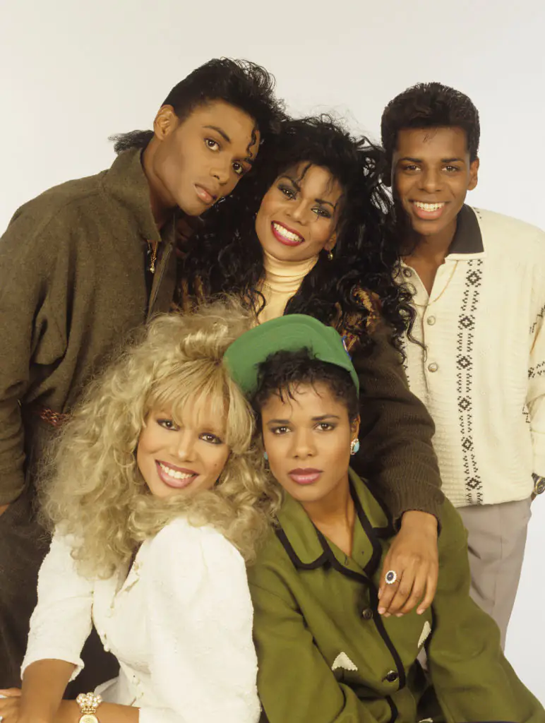 Five Star (also known as '5 Star'; Lorraine Pearson, Denise Pearson, Stedman Pearson, Doris Pearson and Delroy Pearson), pop group formed of five brothers and sisters, circa 1986. Credit: Tim Roney / Getty
