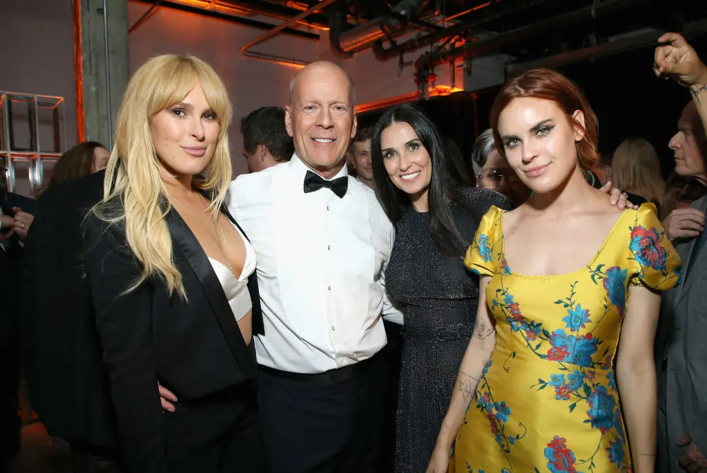 Rumer Willis, Bruce Willis, Demi Moore and Tallulah Belle. Credit: Phil Faraone/VMN18 / Getty