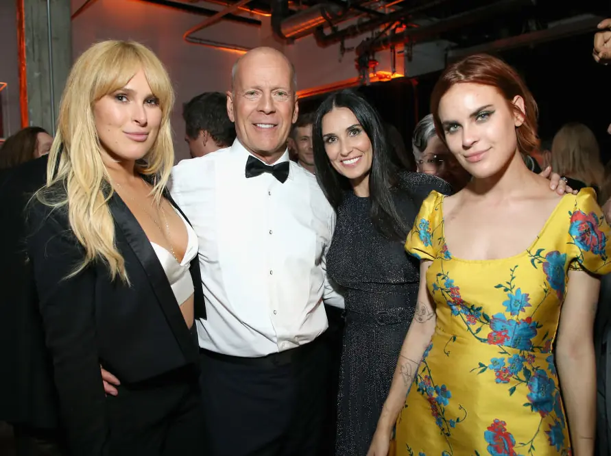 Rumer Willis, Bruce Willis, Demi Moore and Tallulah Belle. Credit: Phil Faraone/VMN18 / Getty