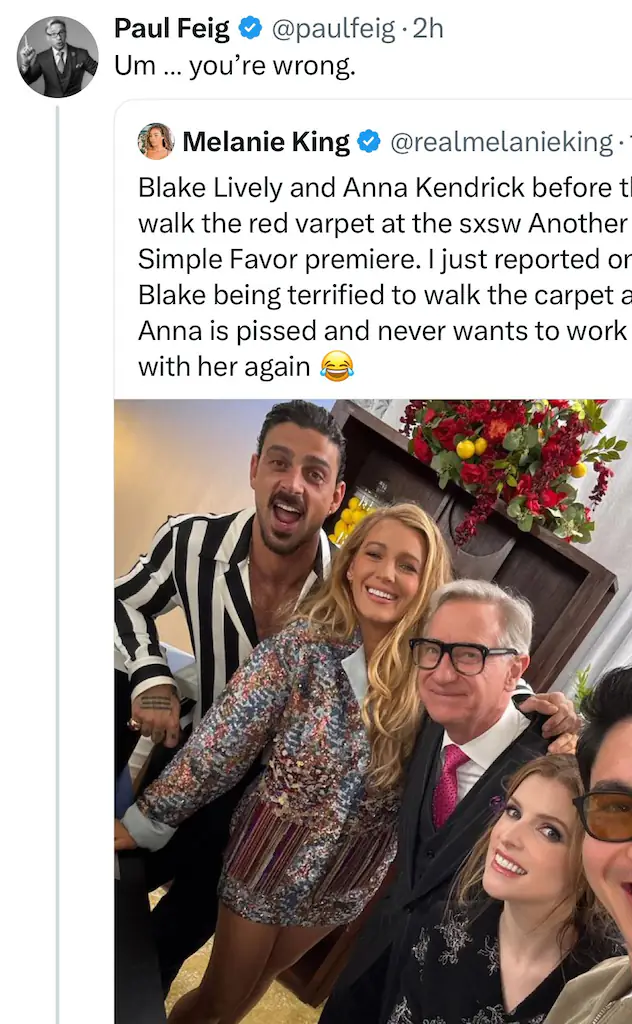 Paul Feig has addressed the rumors on X. Credit: paulfeig/X