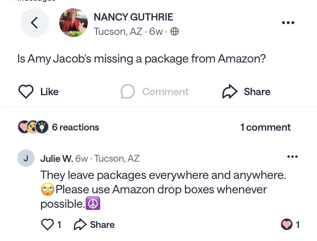  Guthrie’s final post. Credit: Nextdoor