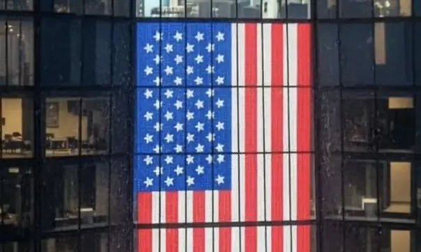 Count the stars on the US flag - 56. Credit: Donald Trump/X