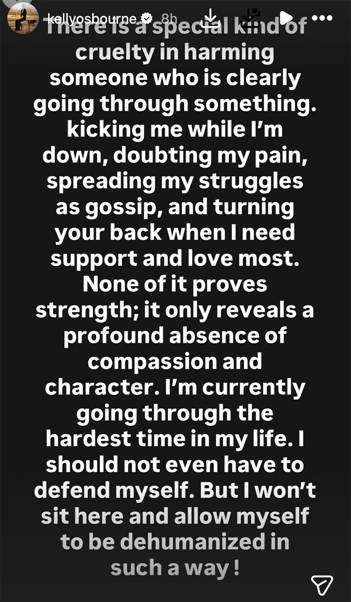 Kelly Osbourne snaps back at critics on her Instagram Stories. Credit: Instagram