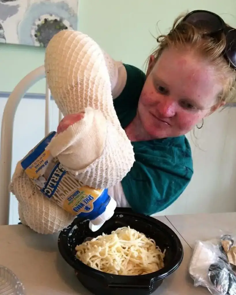 Rachel spends six hours a day in a at-home 