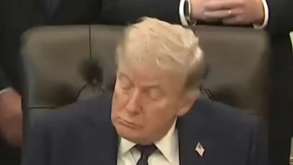 Trump seemed to doze off during the speech. Credit: CSPAN