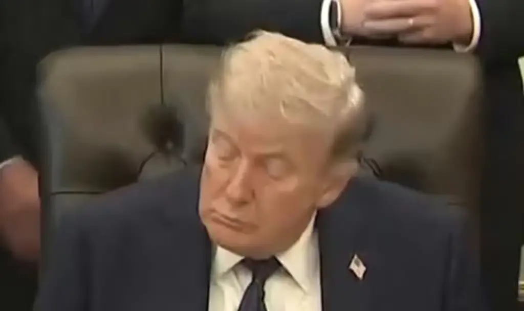 Trump seemed to doze off during the speech. Credit: CSPAN