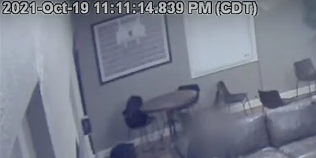 Santulli was seem collapsing onto a sofa in security footage from the frat house. Credit: KARE 11