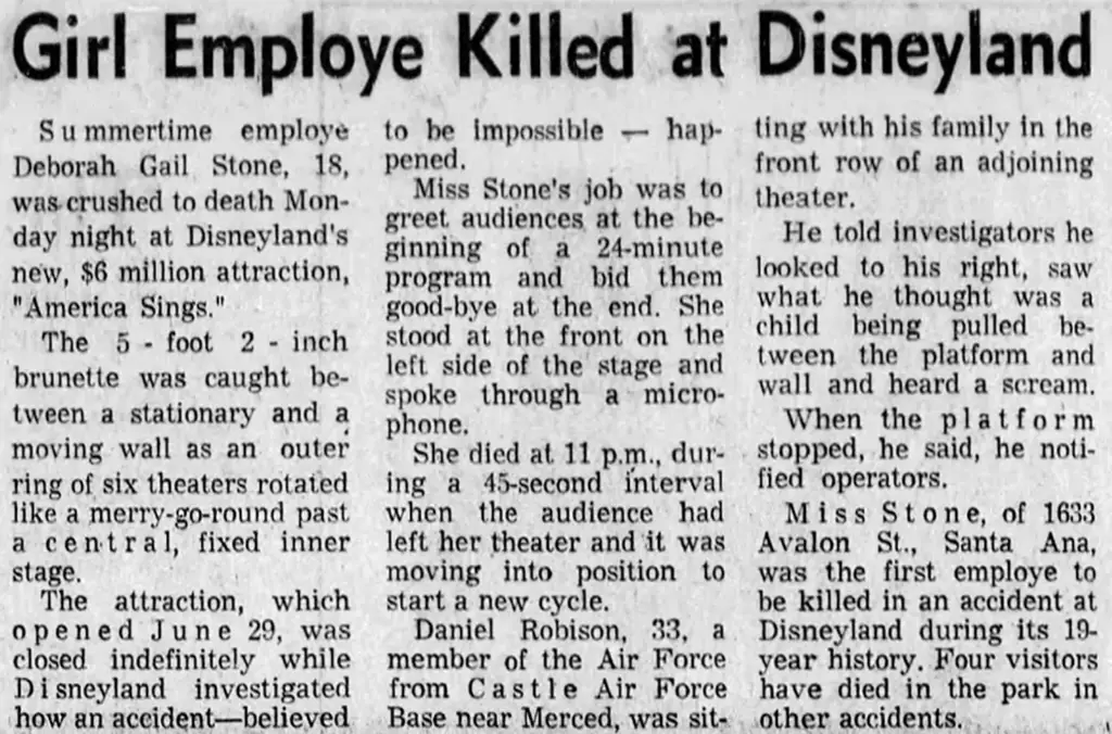 A newspaper clipping reporting the tragedy. Credit: The LA Times.