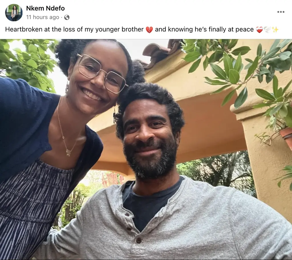 The actor's older sister shared the heartbreaking news. Credit: Facebook