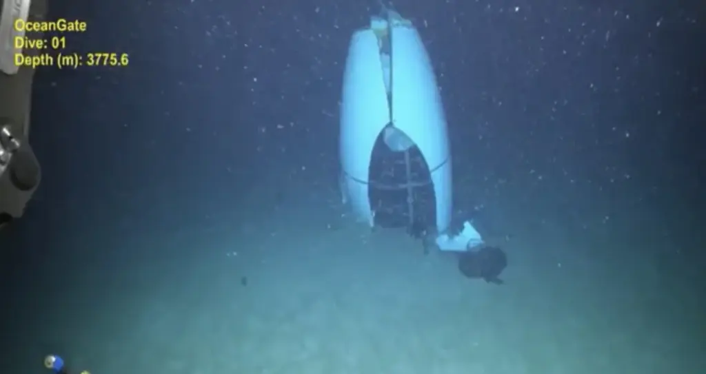 Chilling new footage shows the moment wreckage of the Titan sub was found on the ocean floor