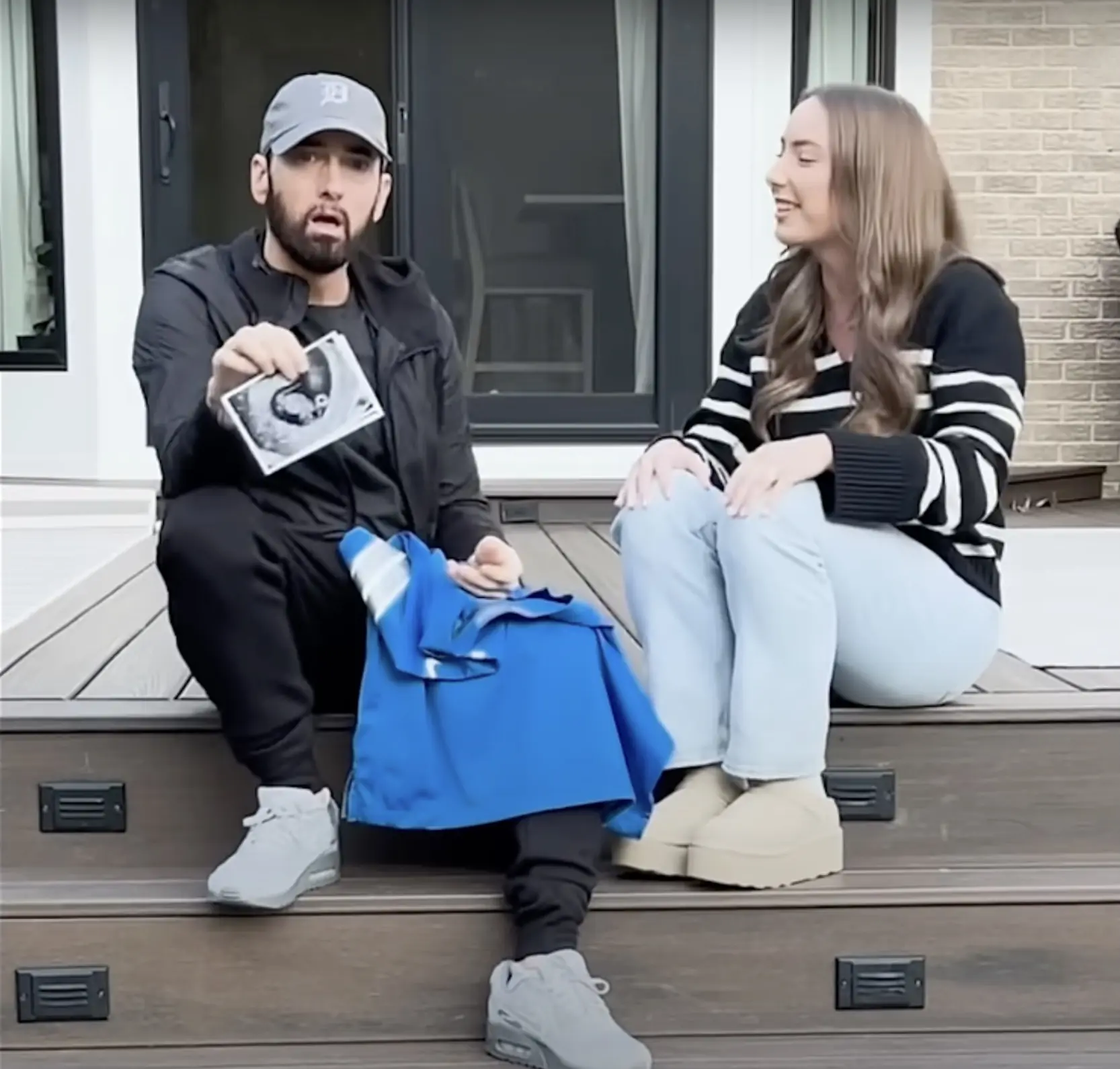 Eminem was clearly stunned by the amazing news. Credit: YouTube/ EminemMusic