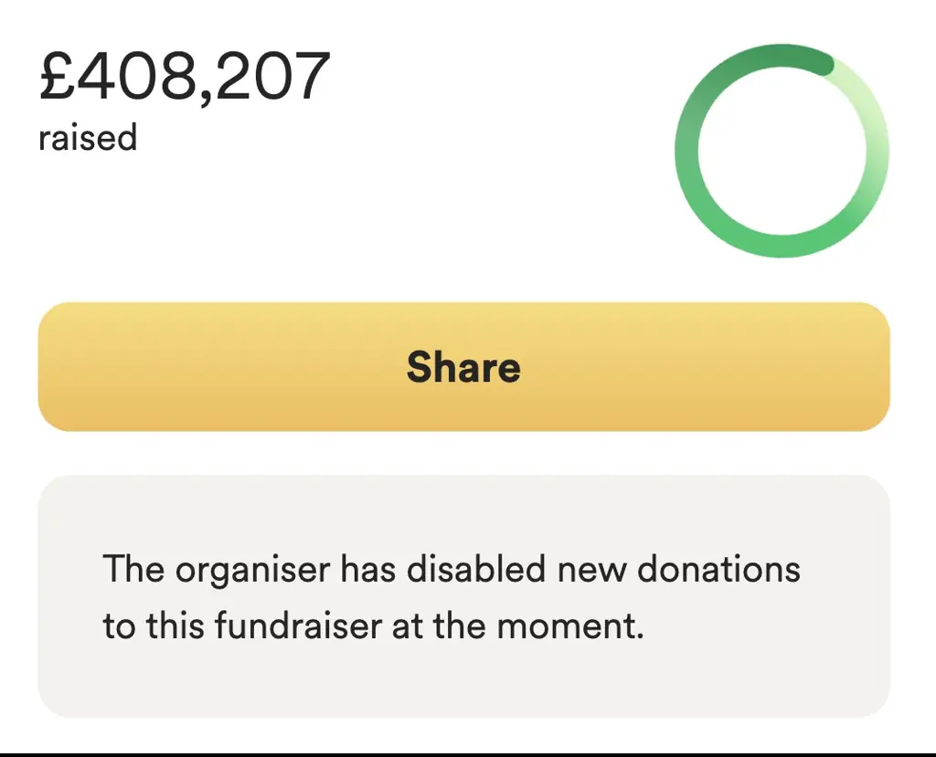 More than £400,000 has been raised. Credit: GoFundMe