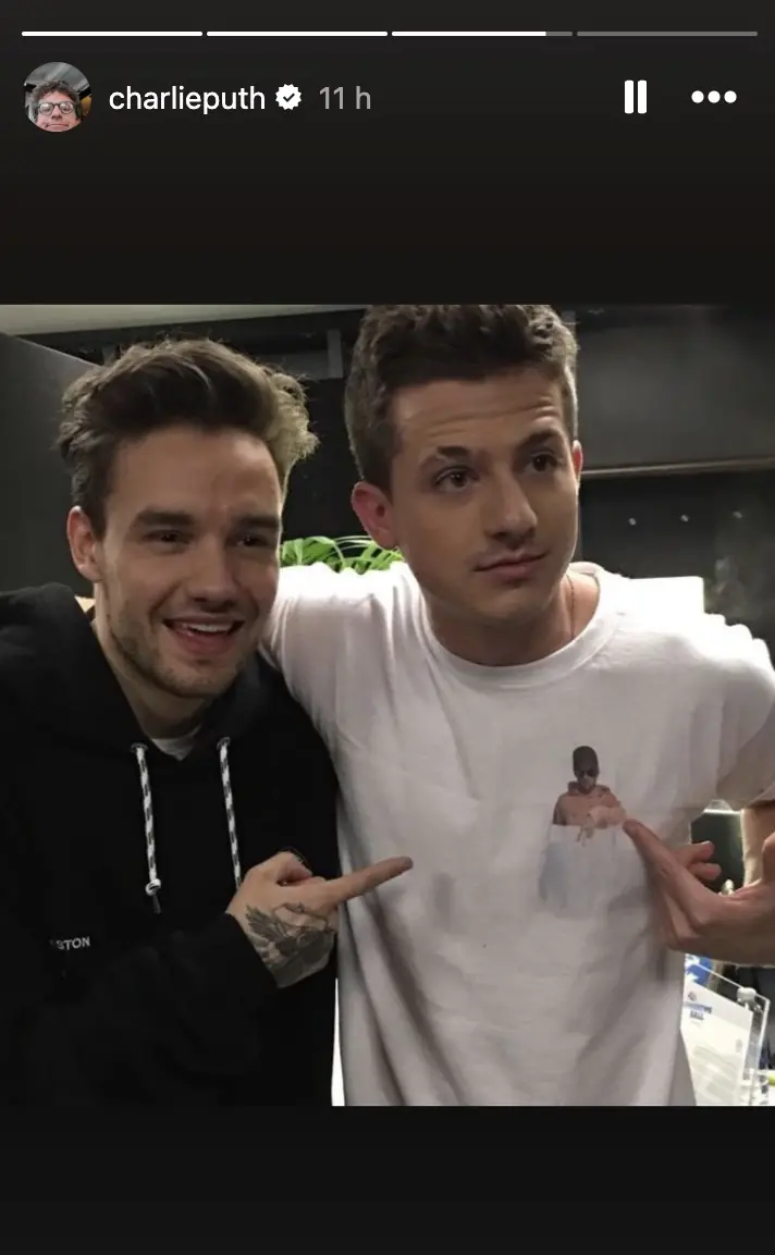 Charlie Puth paying his respects to Liam Payne. Credit: Charlie Puth/Instagram