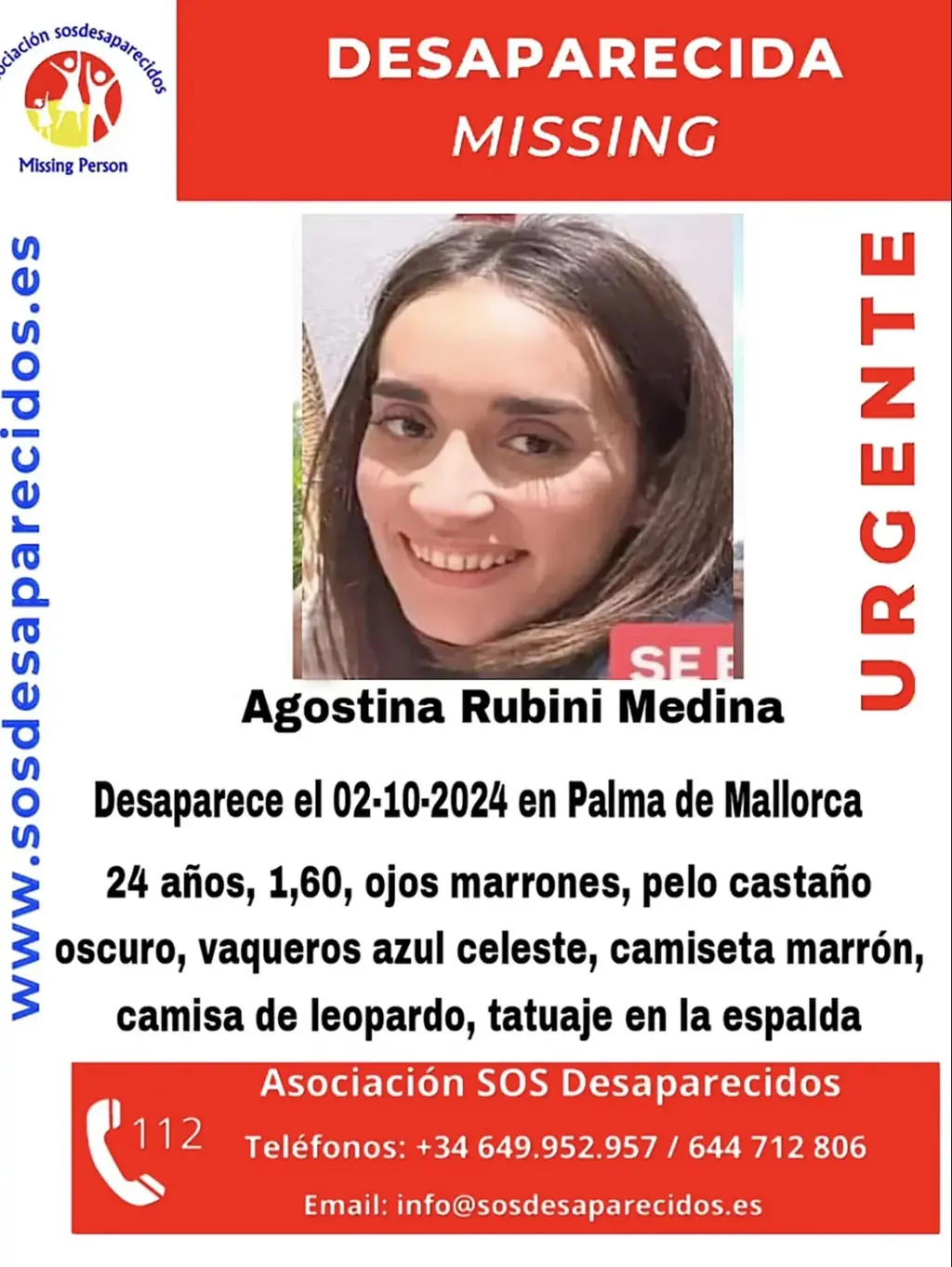 The student was last seen alive on October 2. Credit: sosdesaparecidos.es