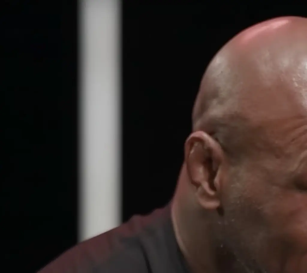 Mike Tyson looked and sounded more like his old self in his recent face-to-face with Paul. Credit: YouTube/MVP/JakePaul