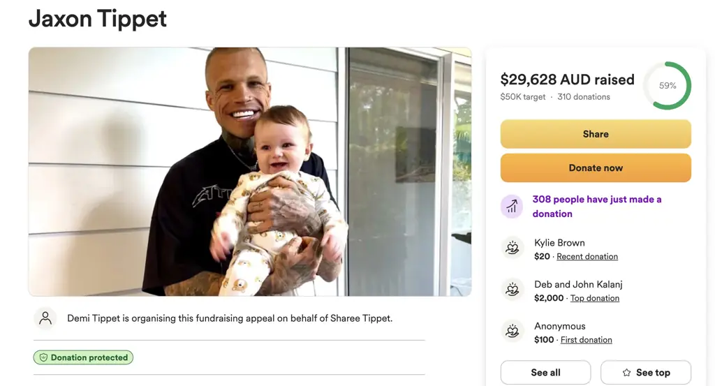 Tippet had just welcomed his son in December last year. Credit: GoFundMe