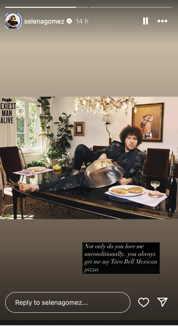 Selena Gomez gushed about Benny Blanco on her Instagram story. Credit: Selena Gomez's Instagram Story