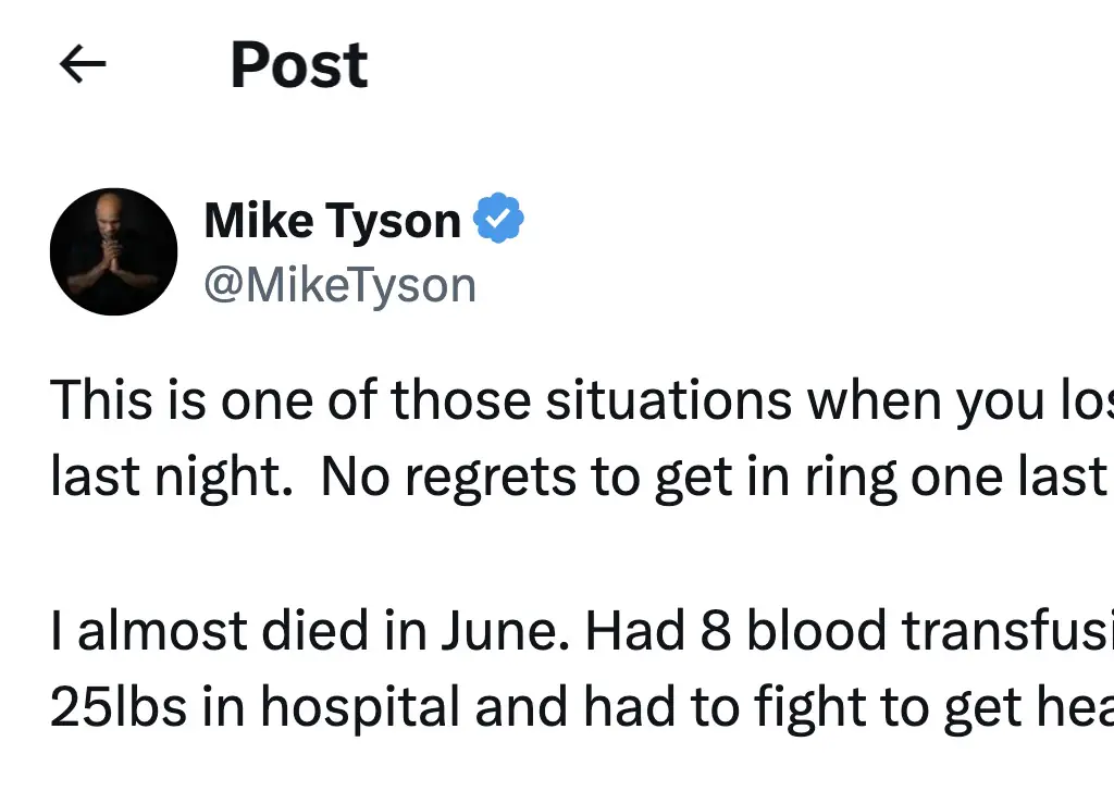 Mike Tyson opened up about his near-death experience. Credit: X