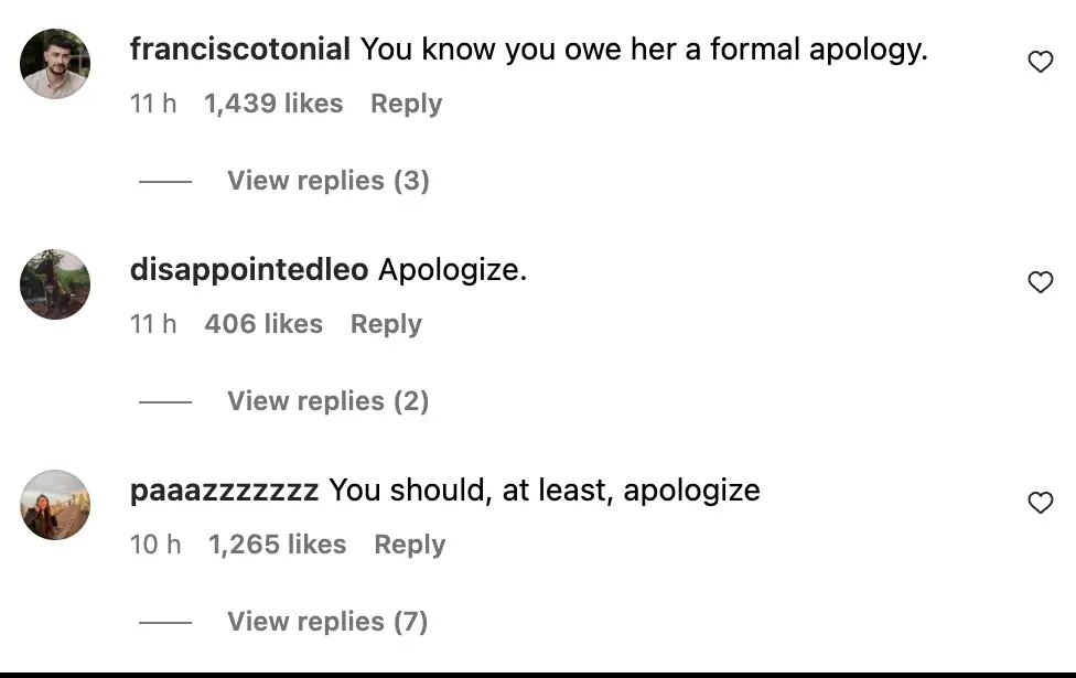 Swift fans were fuming and demanding an apology! Credit: Instagram (Screenshot)