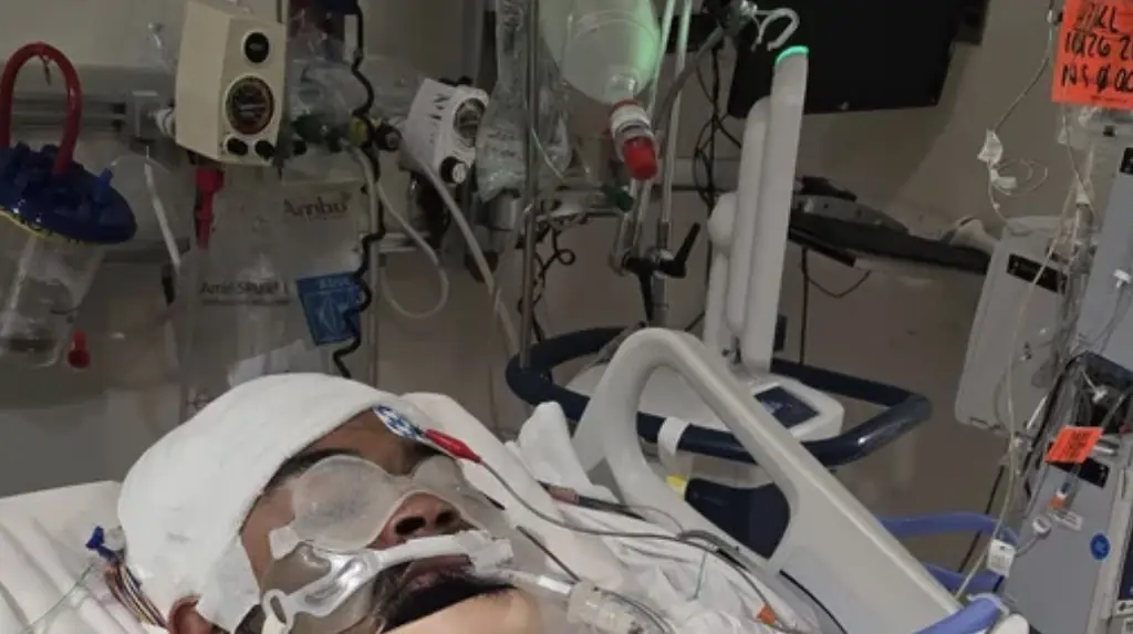 Burnett's family sat by his side as he was hospitalized. Credit: GoFundMe