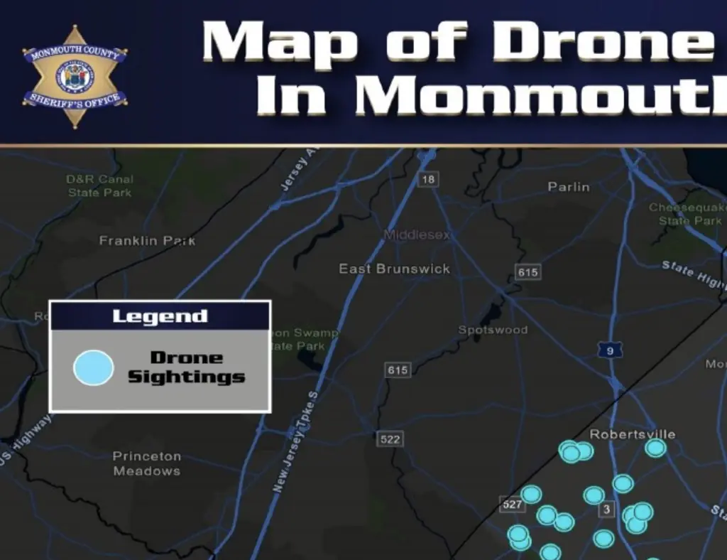 A number of drones have been spotted over several states. Credit: Monmouth County Sheriff's Office