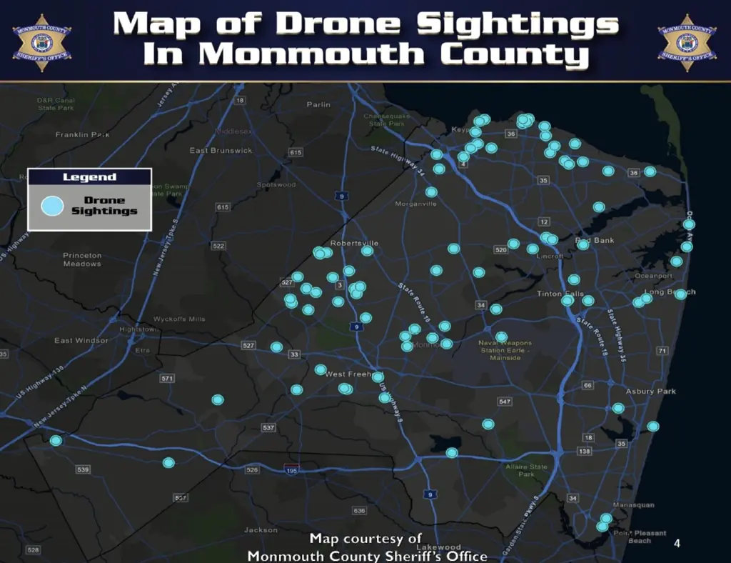 A number of drones were spotted over several states. Credit: Monmouth County Sheriff's Office