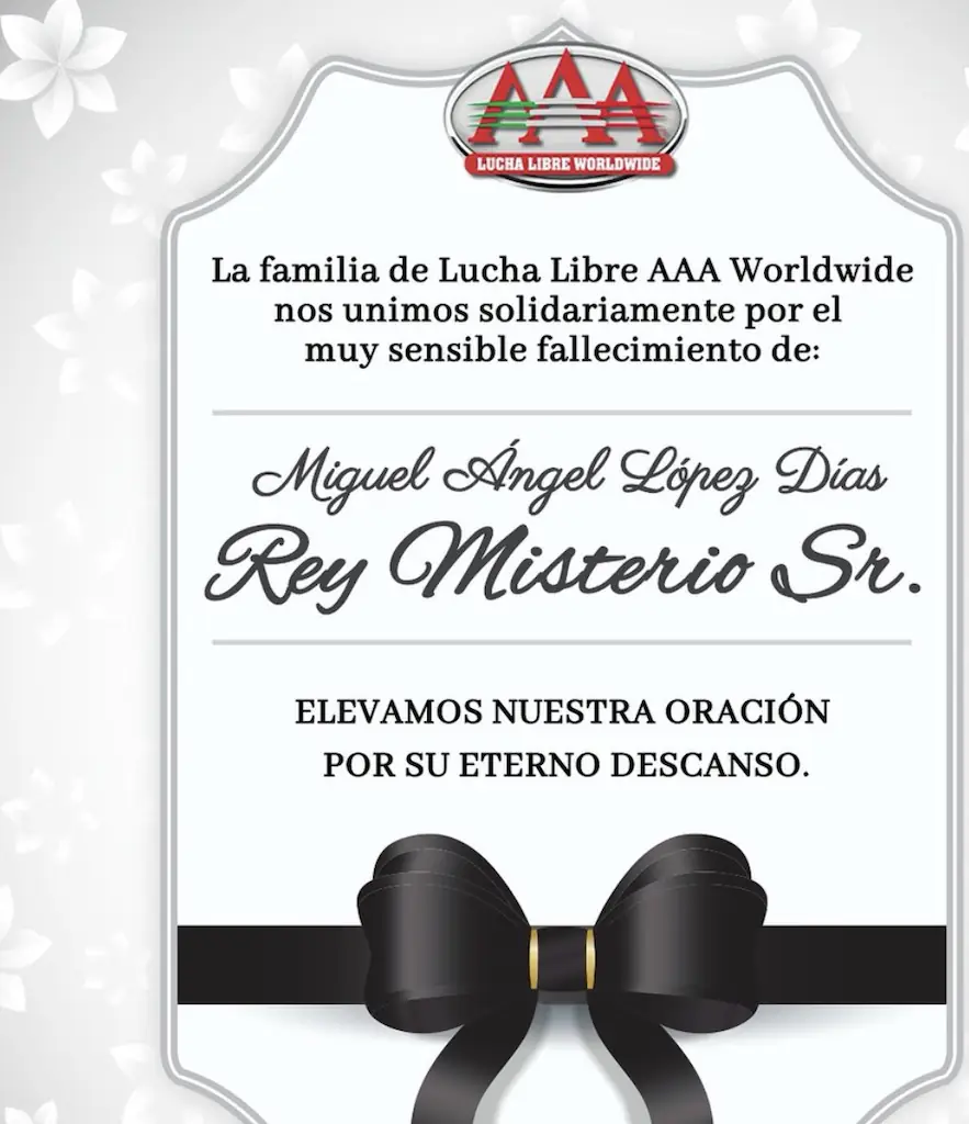 AAA paid tribute to Misterio Sr. Credit: AAA/X
