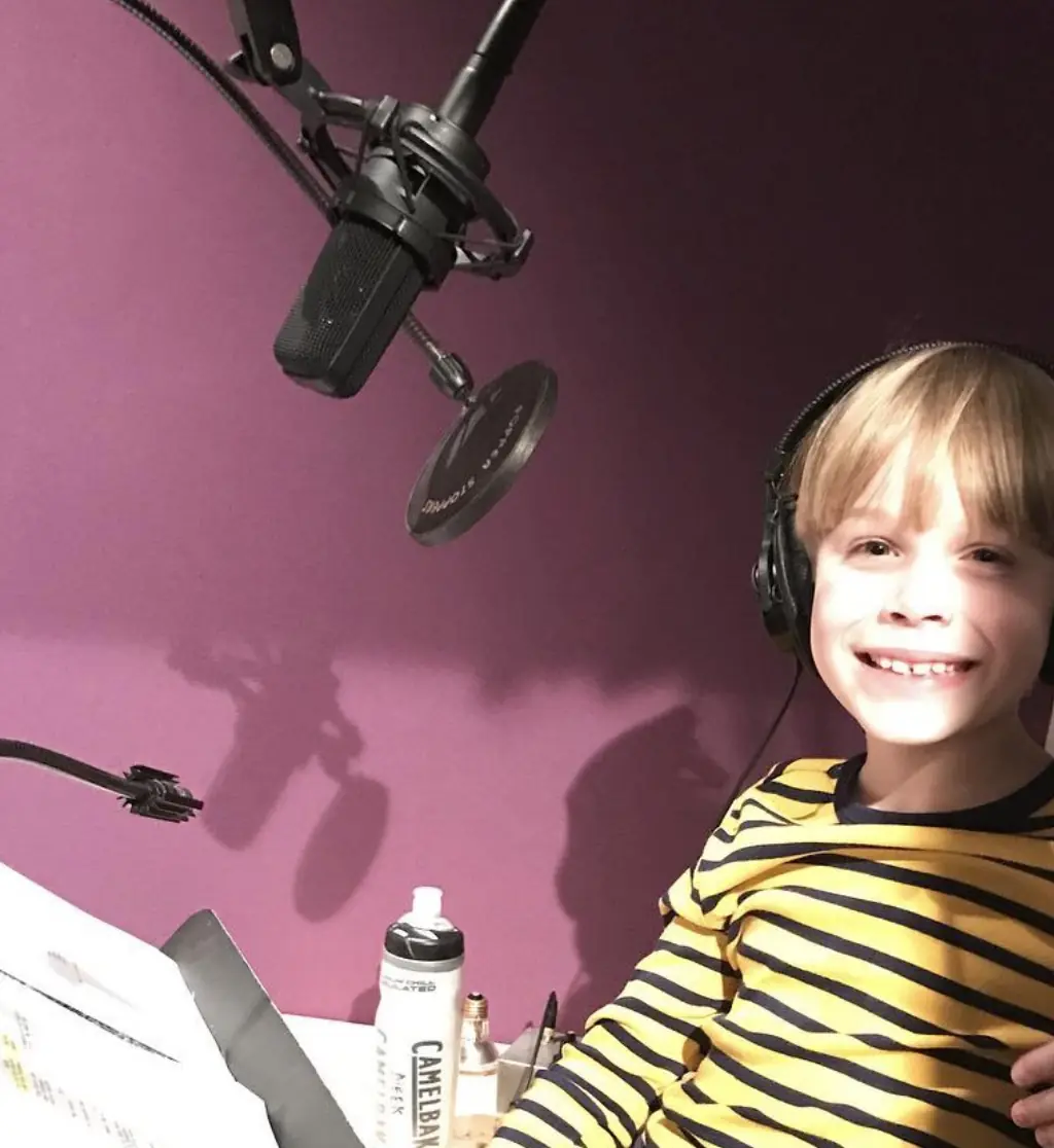A young Meek in the voiceover studio. Credit: Instagram/hudsonmeek