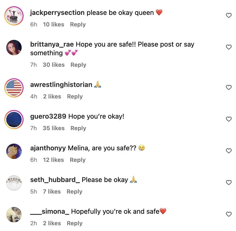 Wrestling fans have flooded Perez's comments section with concerned messages. Credit: Instagram