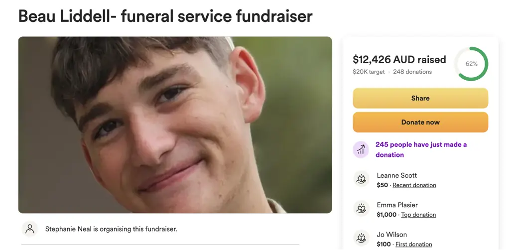 Beau Liddell died after jumping into waterfalls to rescue his friend.  Credit: GoFundMe