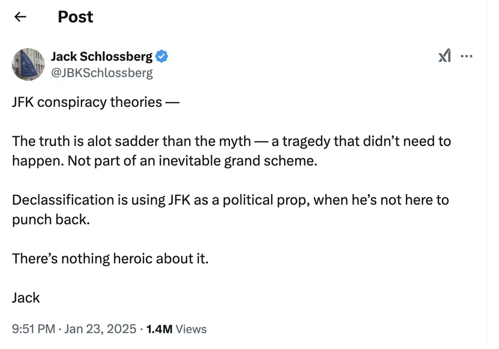 JFK's grandson Jack Schlossberg hit back at President Trump's executive order. Credit:  Jack Schlossberg / X