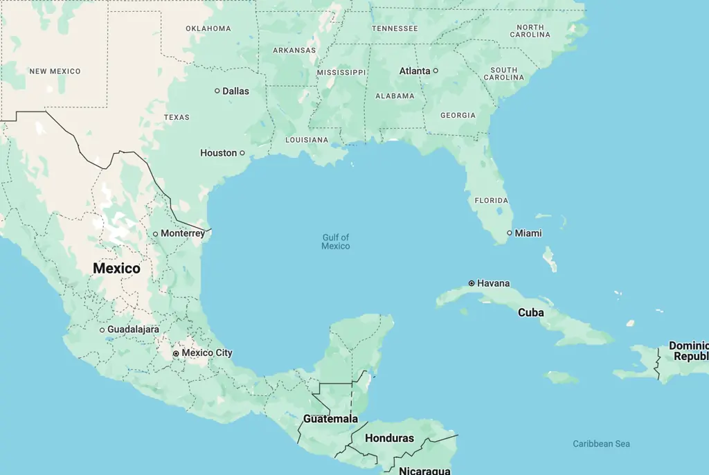 Google still recognizes the body as the Gulf of Mexico on its Maps service. Credit: Google Maps