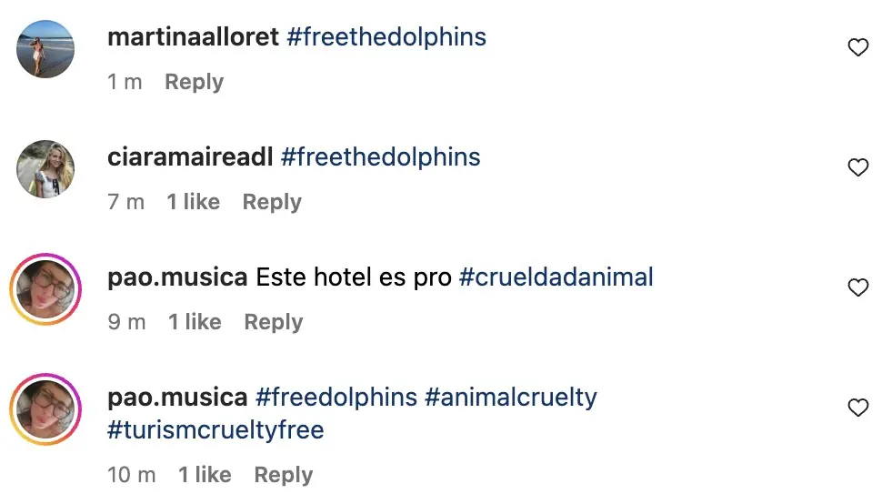 Comments on one of the resort's most recent posts. Credit: Instagram