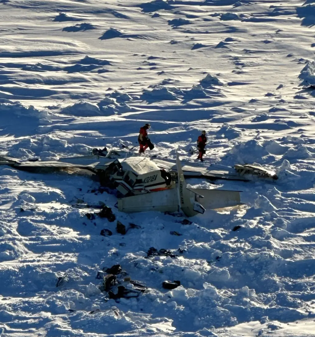 Missing plane is found in Alaskan sea ice with all 10 people dead on board