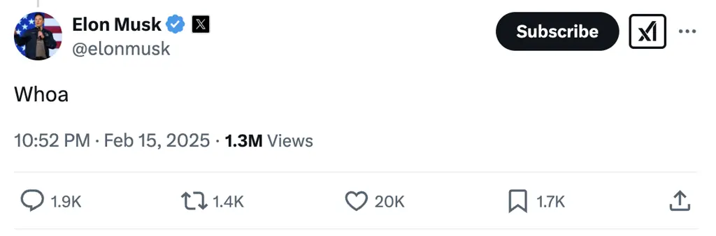 Elon Musk responded to the news. Credit: X