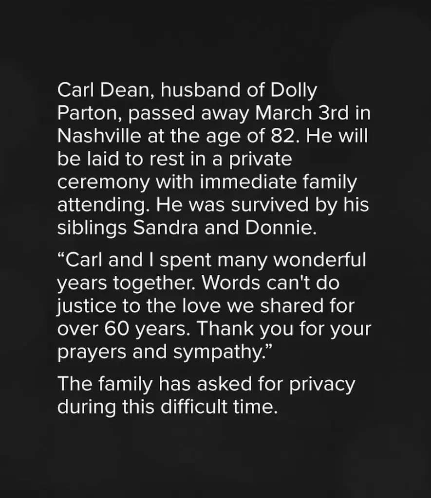 Parton shared the news on Instagram. Credit: Instagram/dollyparton