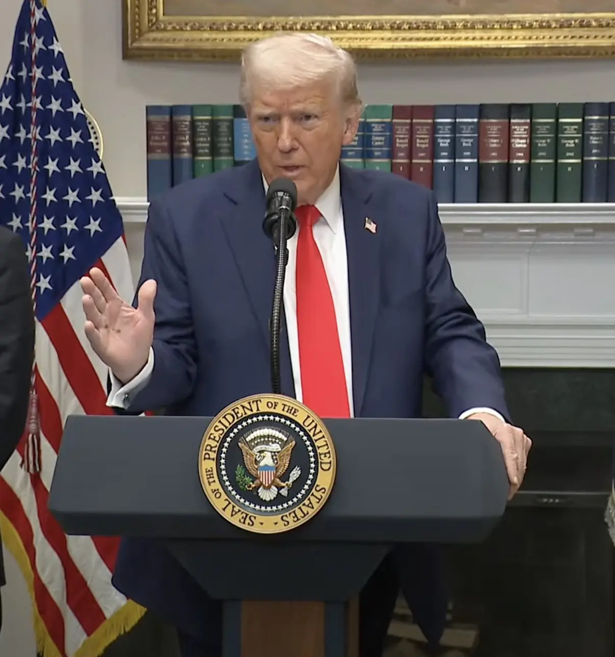 The new marks were spotted on Trump's right hand. Credit: TheWhiteHouse/YouTube
