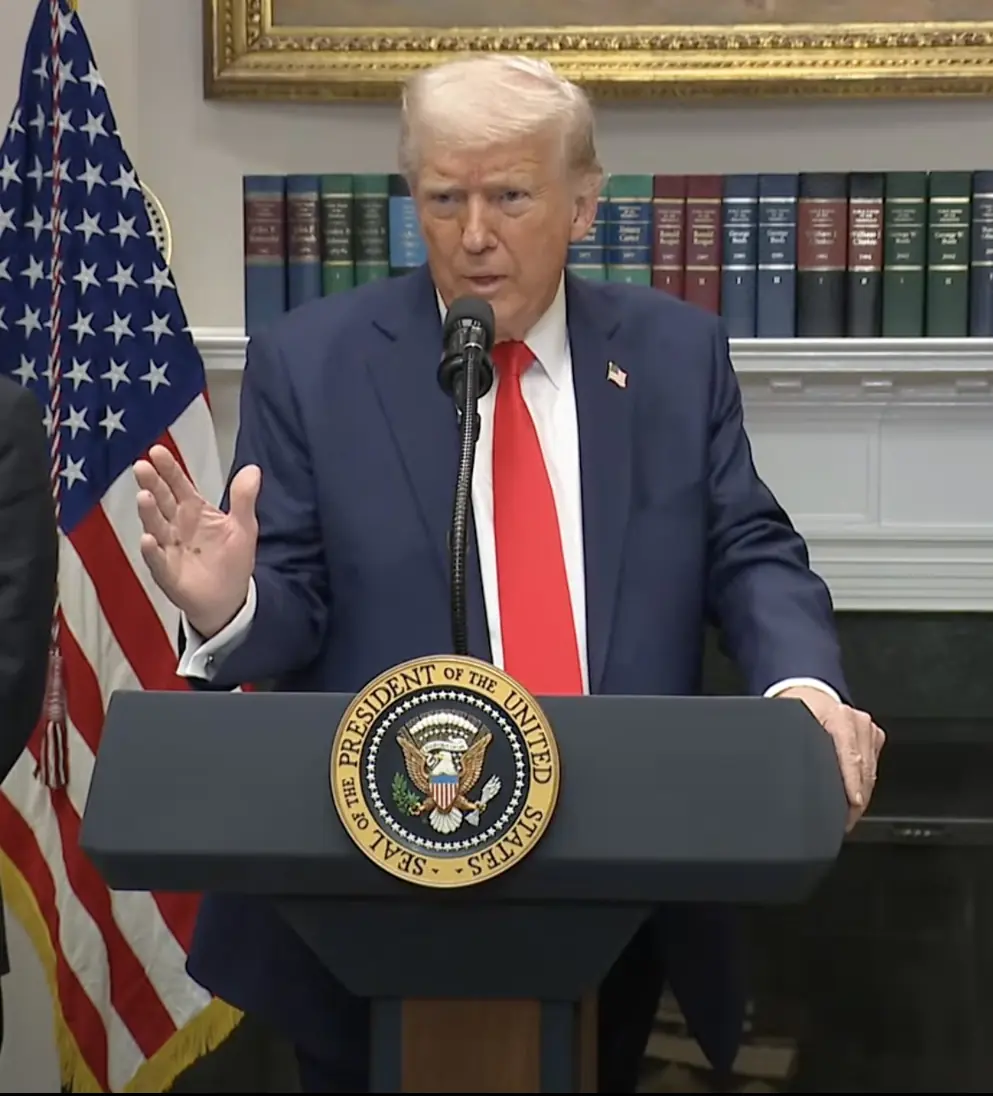 The new marks were spotted on Trump's right hand. Credit: TheWhiteHouse/YouTube