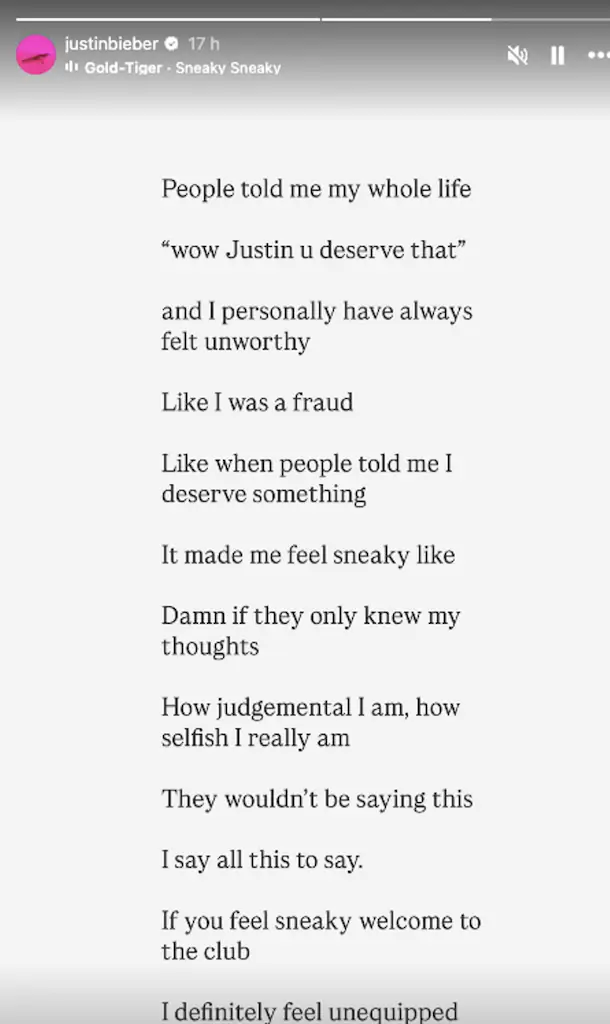 A recent post shared by Bieber. Credit: Instagram
