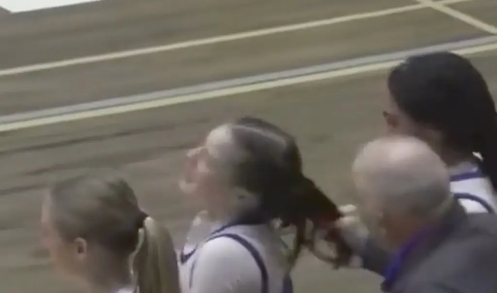 The shocking moment was captured on camera. Credit: NFHS Network