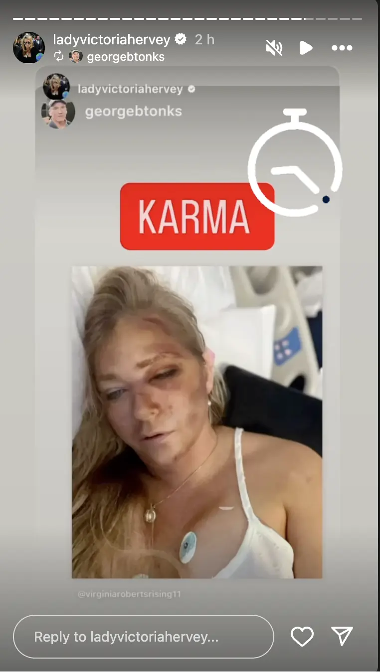 Prince Andrew’s ex Lady Victoria Hervey spoke out after his sexual assault accuser Virginia Giuffre claimed she was dying from being hit by a school bus. Credit: ladyvictoriahervey / Instagram