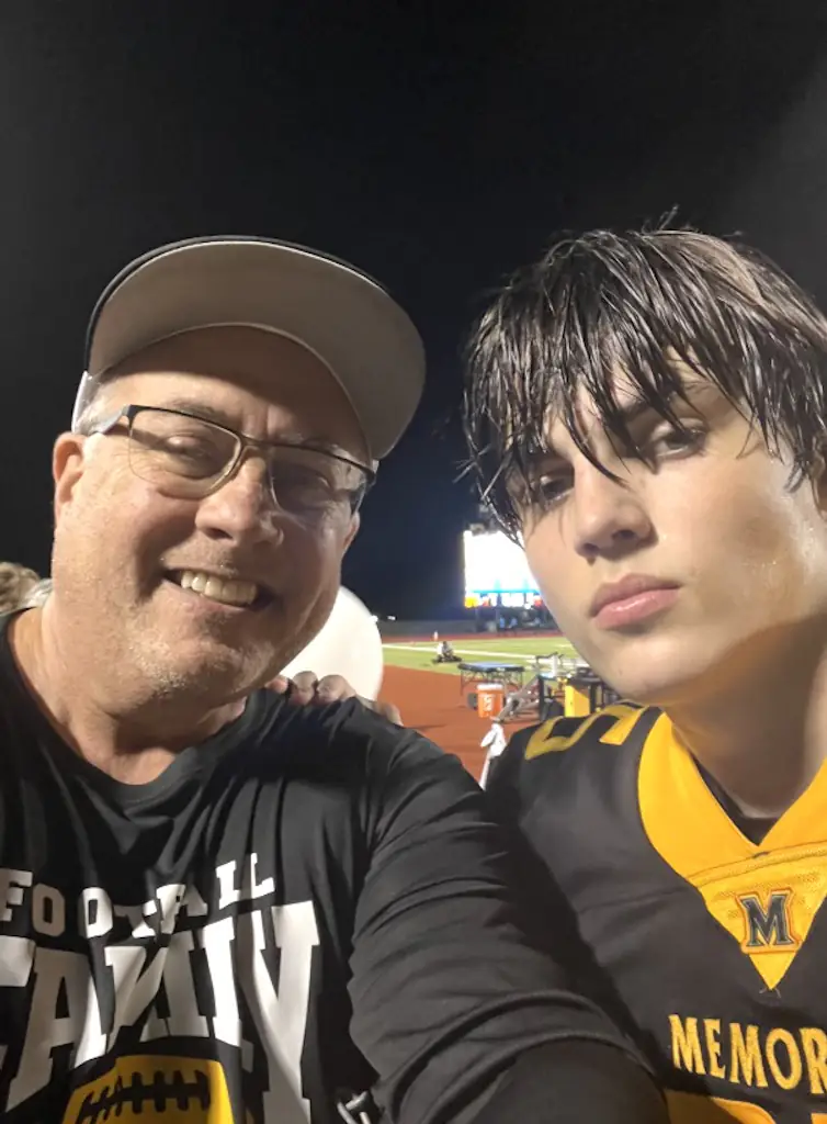 The late Austin Metcalf with his father. Credit: GoFundMe